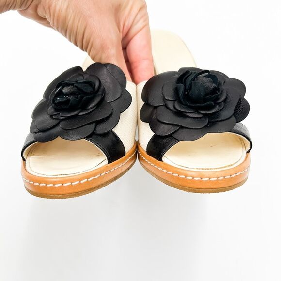 Chanel Camellia Wedge Sandals Slides Mules EU 37 US 6-6.5 - Picture 8 of 15